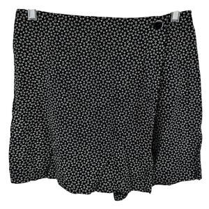 Vintage Skort Mini Shorts 4" Polka Dot Faux Wrap USA Black White Large 30"